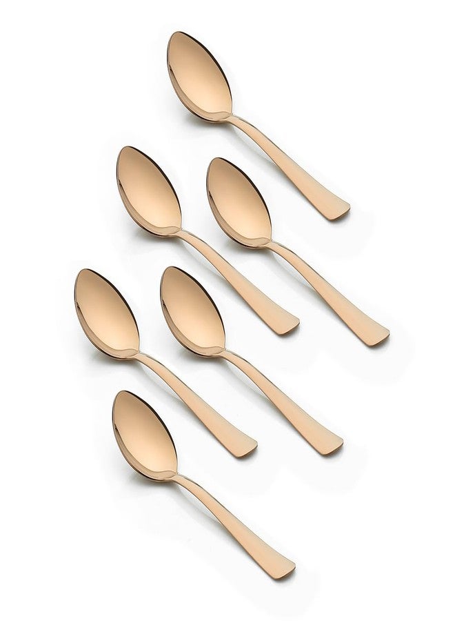 طقم ملاعق أطفال من الفولاذ المقاوم للصدأ بلون ذهبي وردي من كلازكيت | ملاعق للمنزل والمطبخ | هدية فاخرة لأدوات المائدة لحفلات الانتقال إلى منزل جديد | طقم ملاعق عشاء مكون من 6 قطع